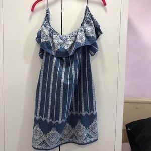 Off the shoulder denim pattern dress